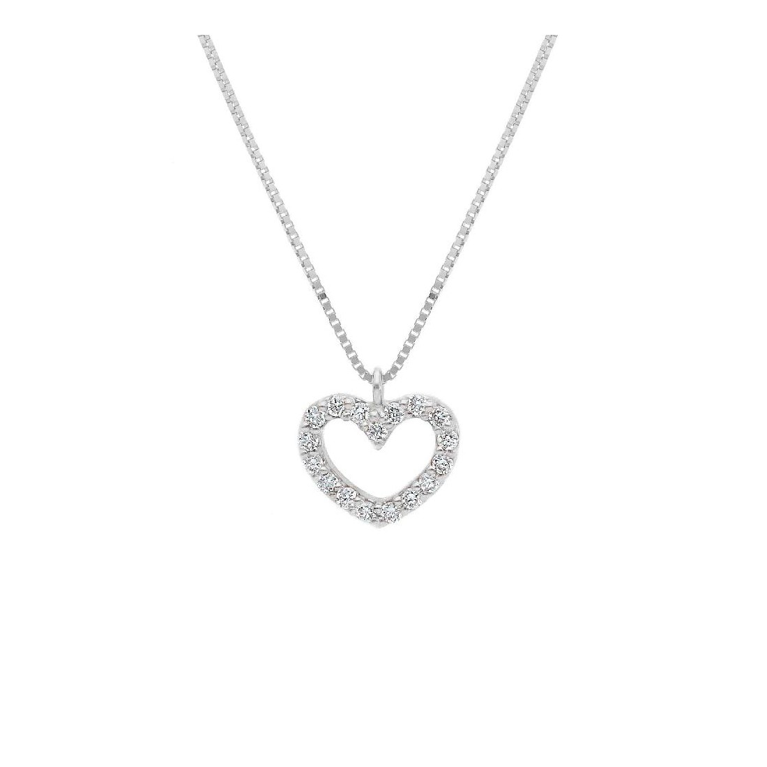 Girocollo in oro bianco 750/°°° e diamante con cuore