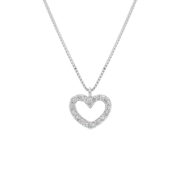 Girocollo in oro bianco 750/°°° e diamante con cuore