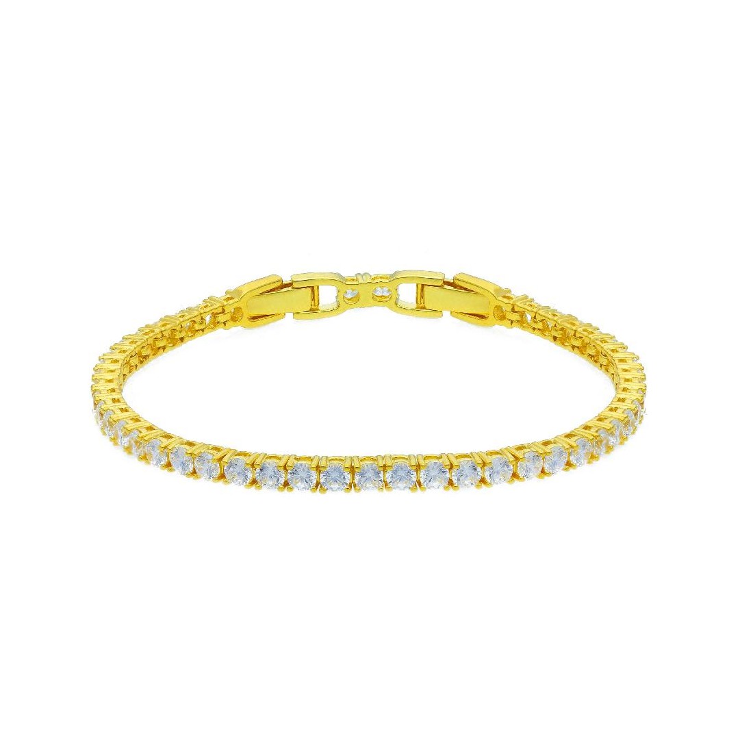 Braciale tennis in argento dorato 925/ooo e zirconia cubica