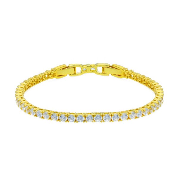 Braciale tennis in argento dorato 925/ooo e zirconia cubica