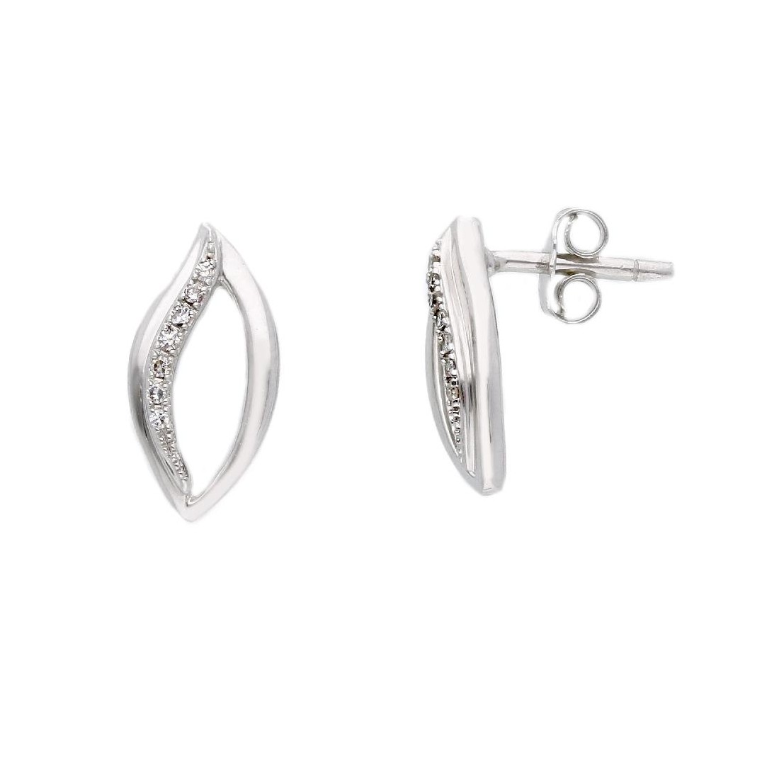 Orecchini lobo in oro bianco 375/°°° e diamante