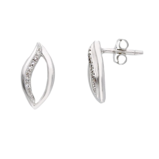 Orecchini lobo in oro bianco 375/°°° e diamante