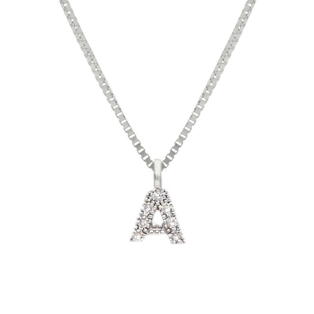 Girocollo in oro bianco 375/°°° e diamante con iniziale