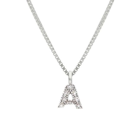Girocollo in oro bianco 375/°°° e diamante con iniziale