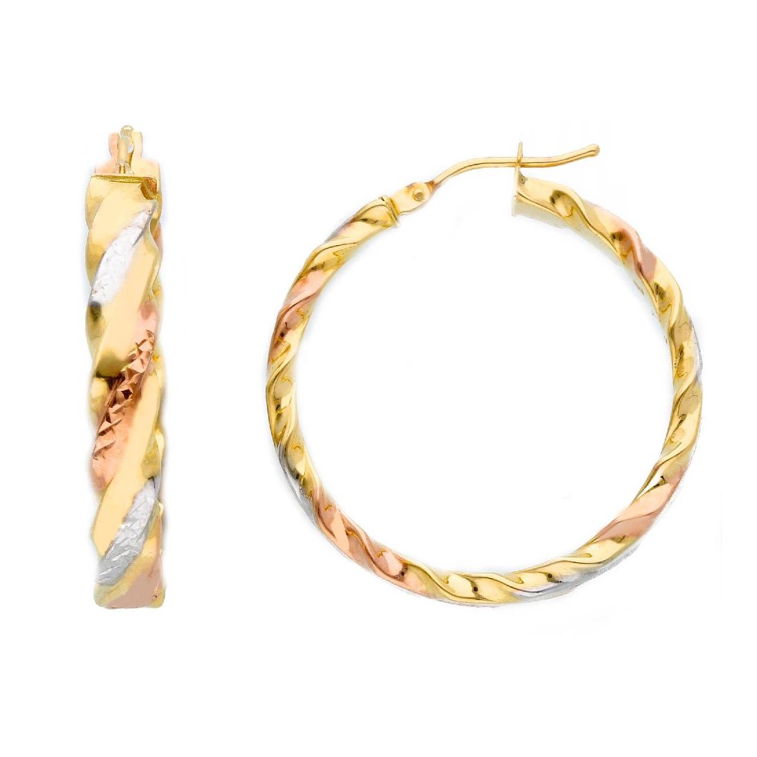 Orecchini cerchio in oro tre colori 750/ooo