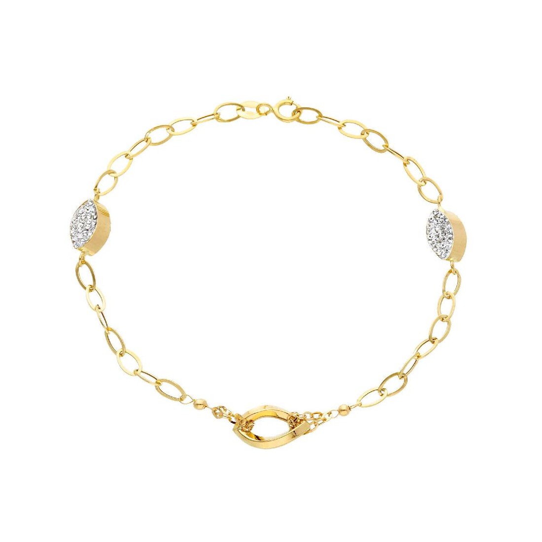 Bracciale in oro giallo 750/°°° e zirconia cubica