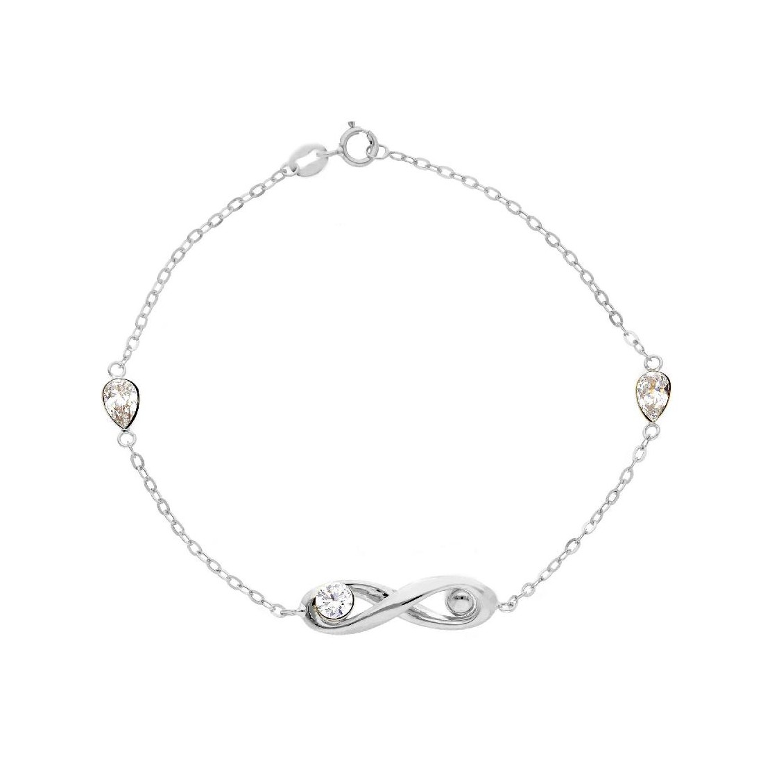 Bracciale in oro bianco 750/°°° e zirconia cubica con infinito