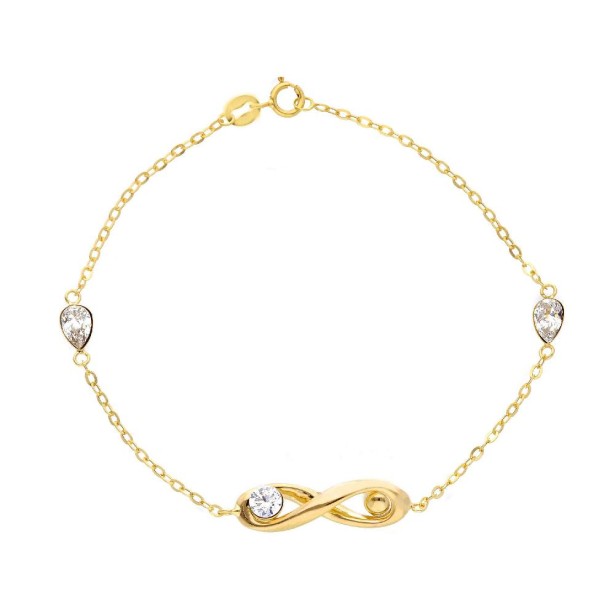 Bracciale in oro giallo 750/ooo e zirconia cubica con infinito