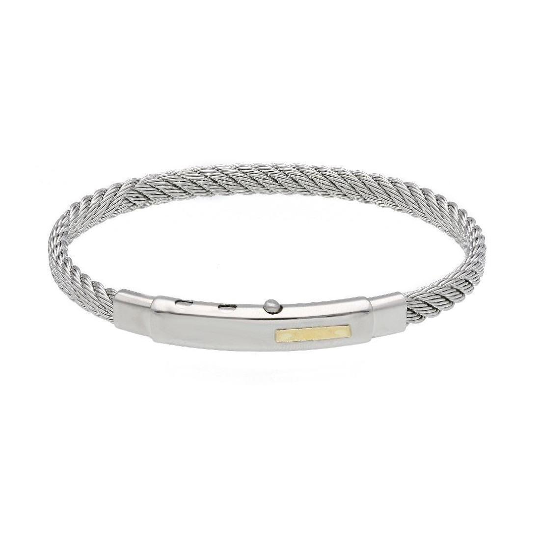 Bracciale in oro giallo 750/ooo e acciaio