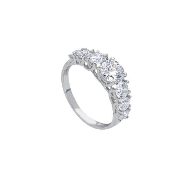 Anello riviere in oro bianco 750/°°° e zirconia cubica