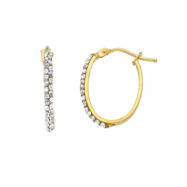 Orecchini cerchio in oro giallo 750/ooo e cristallo artificiale