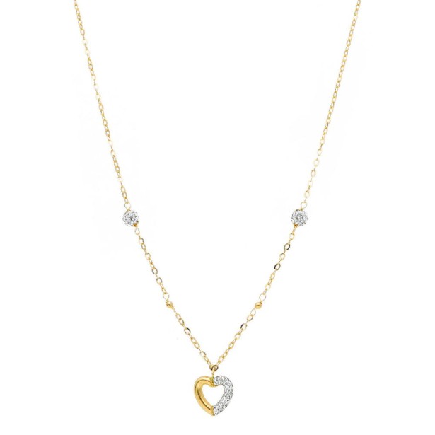 Girocollo in oro giallo 750/ooo e cristallo artificiale con cuore