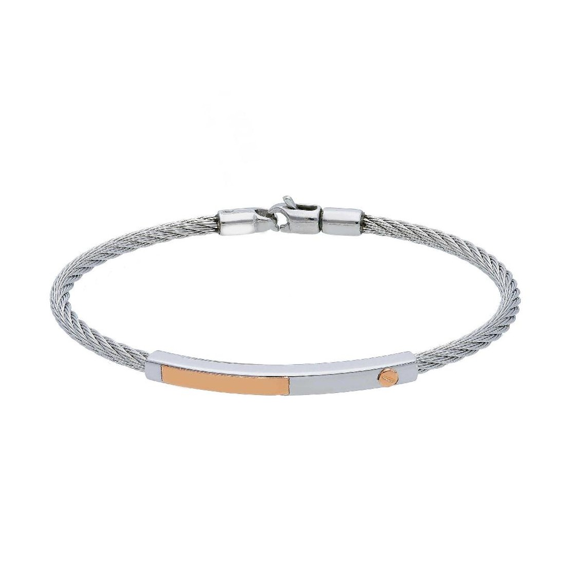 Bracciale in oro rosa 750/°°° e acciaio