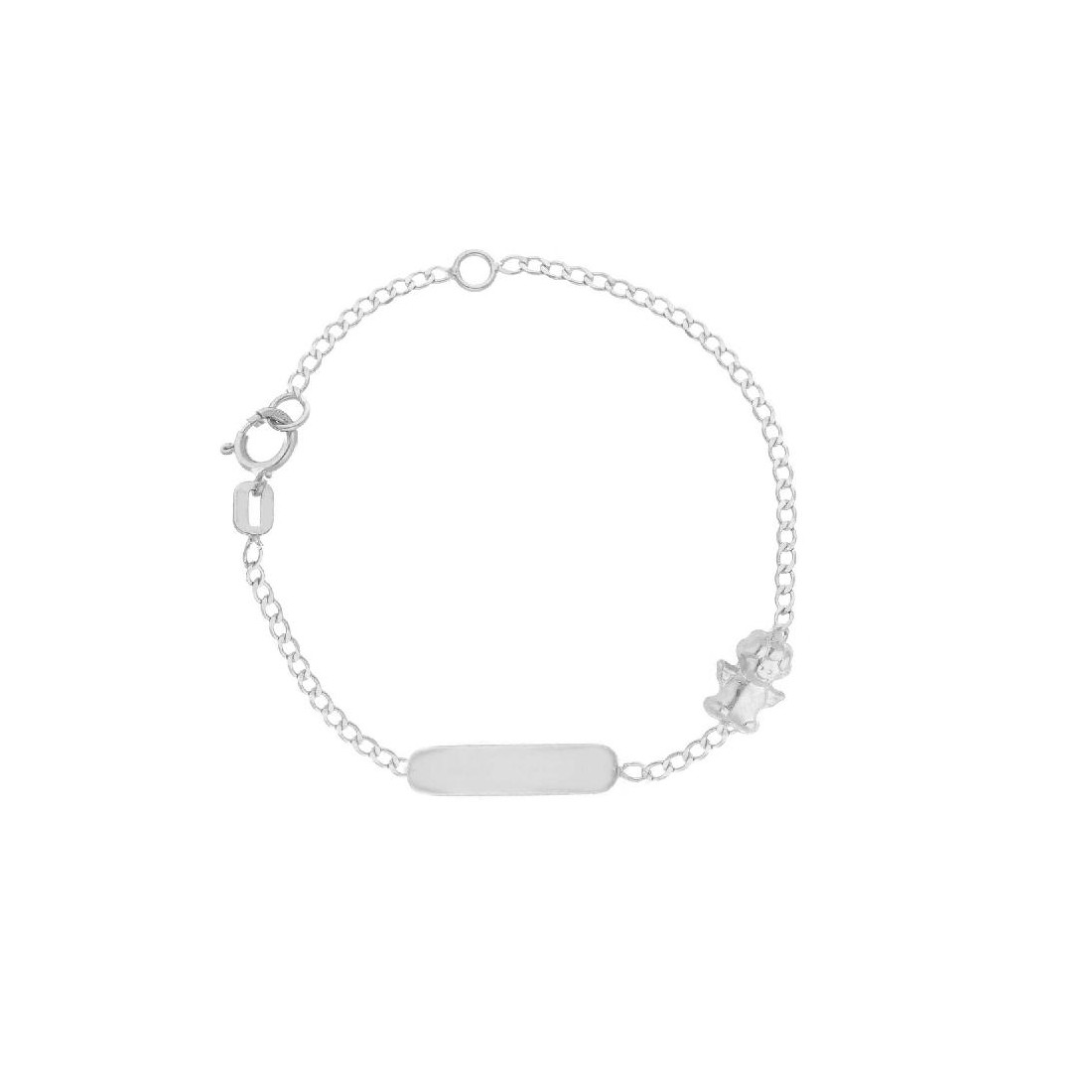 Bracciale targa in oro bianco 750/°°° con angelo