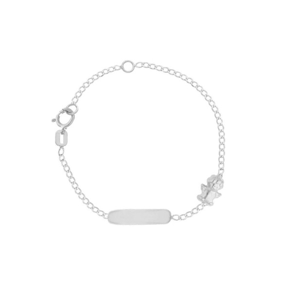 Bracciale targa in oro bianco 750/°°° con angelo