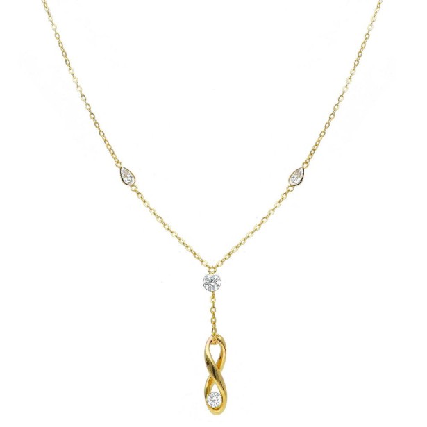Girocollo in oro giallo 750/ooo e zirconia cubica con infinito