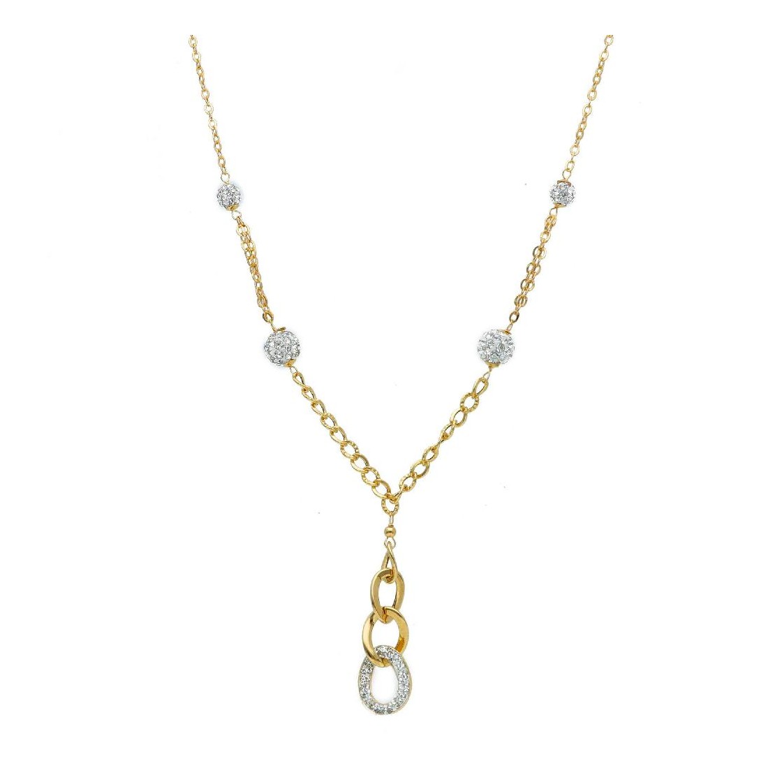 Girocollo in oro giallo 750/°°° e cristallo artificiale