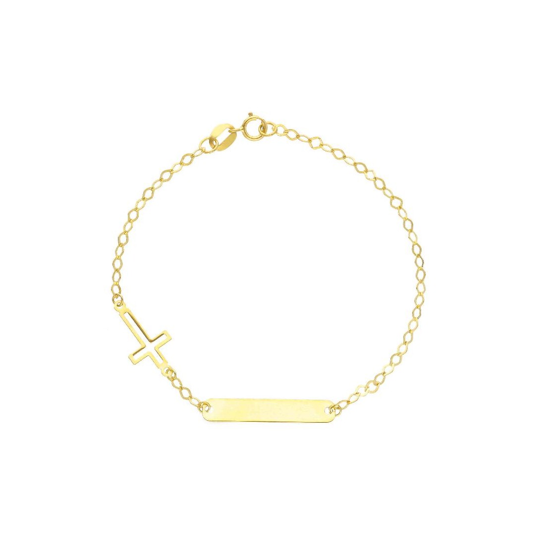 Bracciale targa in oro giallo 750/ooo con croce
