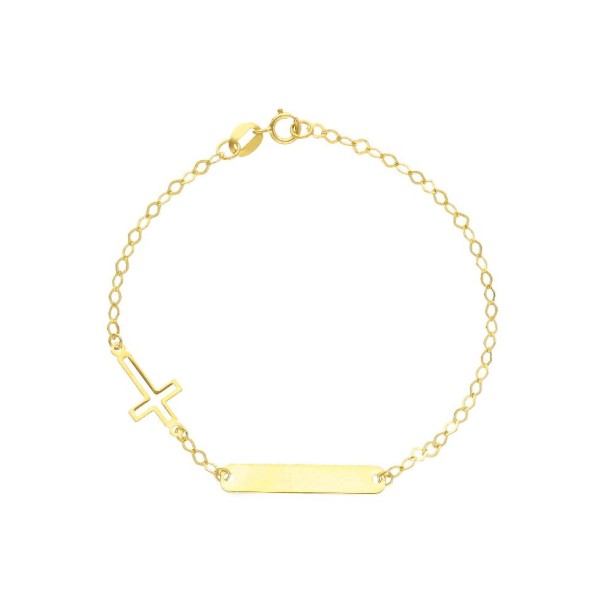 Bracciale targa in oro giallo 750/ooo con croce