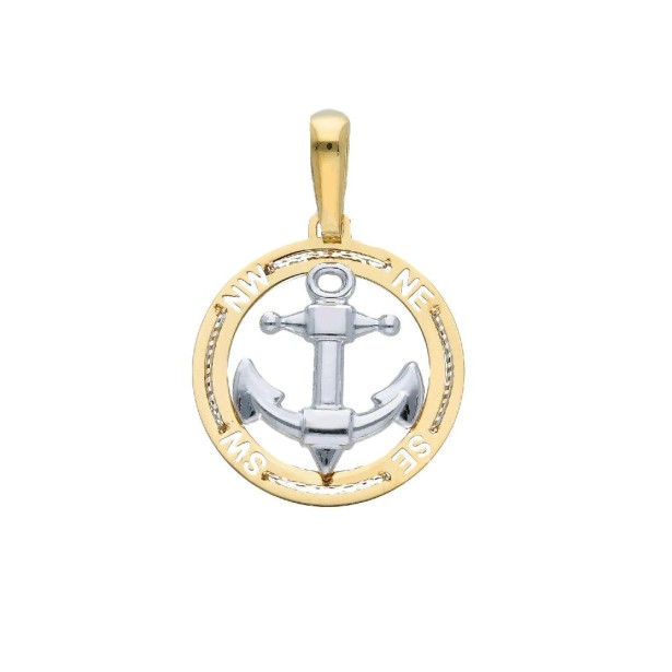 Ciondolo in oro giallo e bianco 750/°°° con ancora