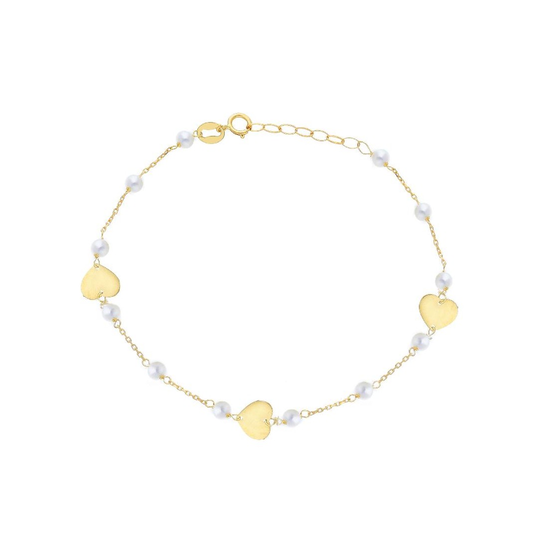 Bracciale in oro giallo 750/°°° e perla con cuore