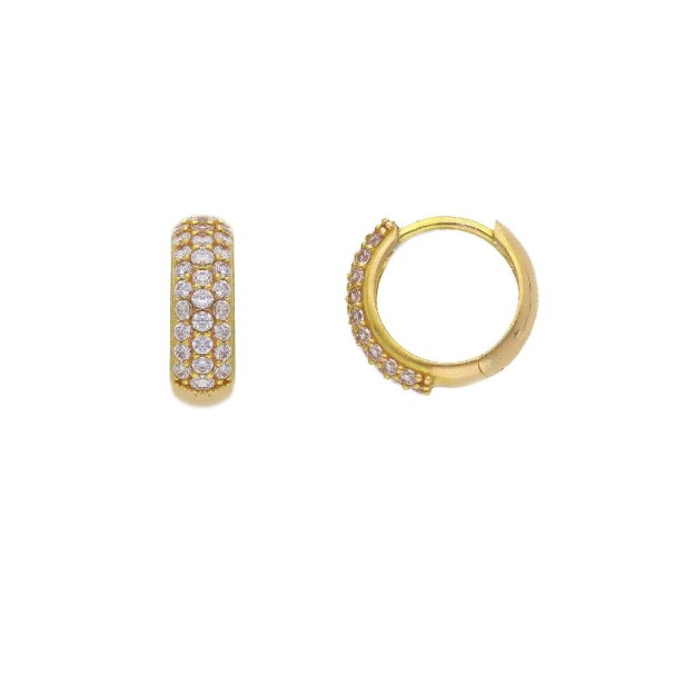 Orecchini cerchio in oro giallo 750/ooo e zirconia