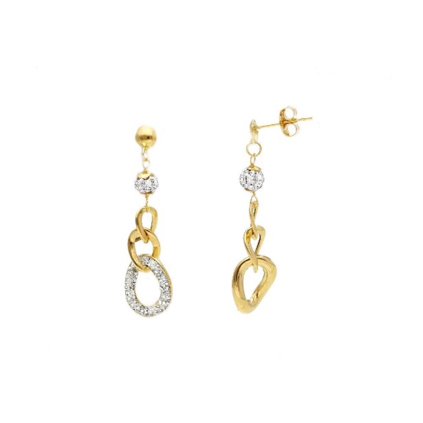 Orecchini pendenti in oro giallo 750/°°° e cristallo artificiale