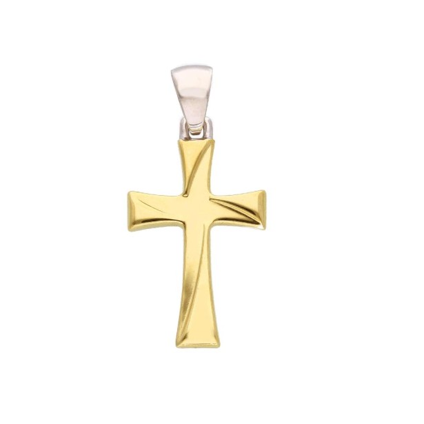 Ciondolo in oro giallo e bianco 750/ooo con croce