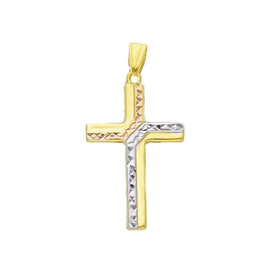 Ciondolo in oro tre colori 750/ooo con croce