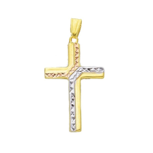 Ciondolo in oro tre colori 750/ooo con croce