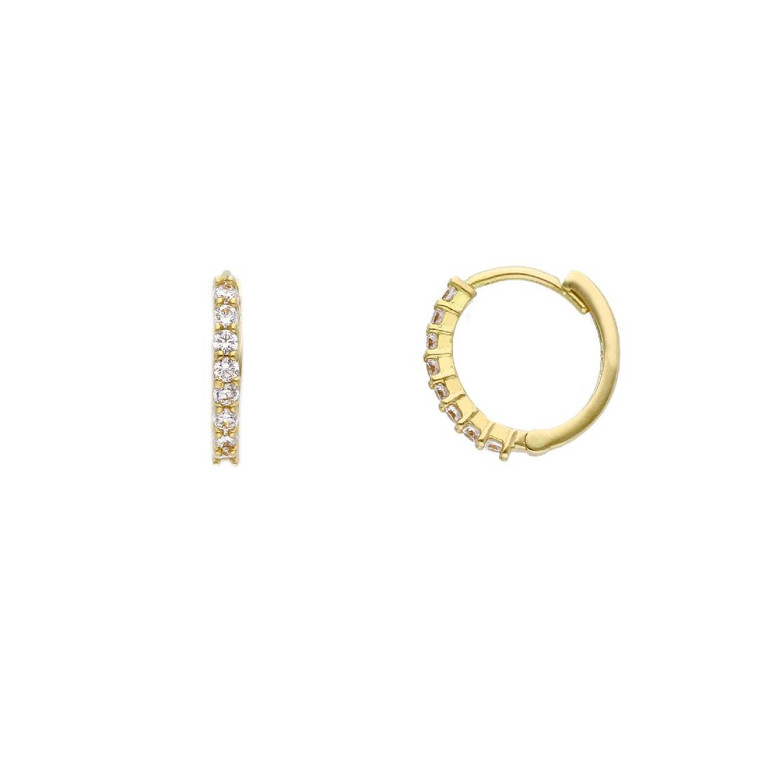 Orecchini cerchio in oro giallo 750/ooo e zirconia