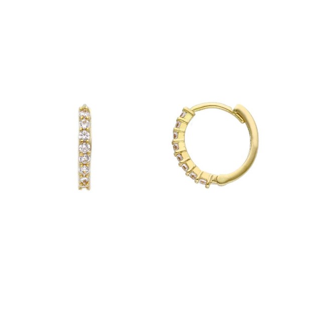 Orecchini cerchio in oro giallo 750/ooo e zirconia