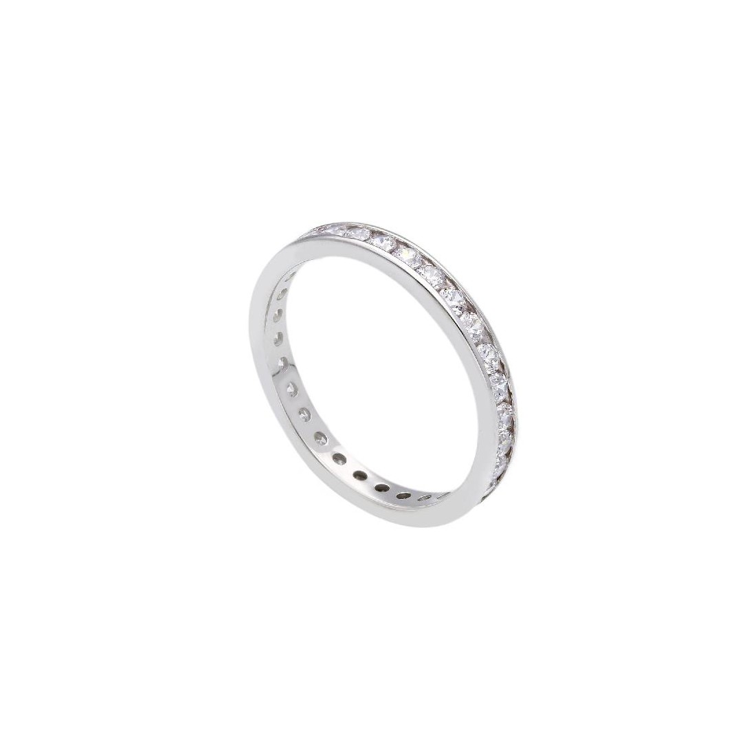 Anello eternity in oro bianco 750/°°° e zirconia cubica