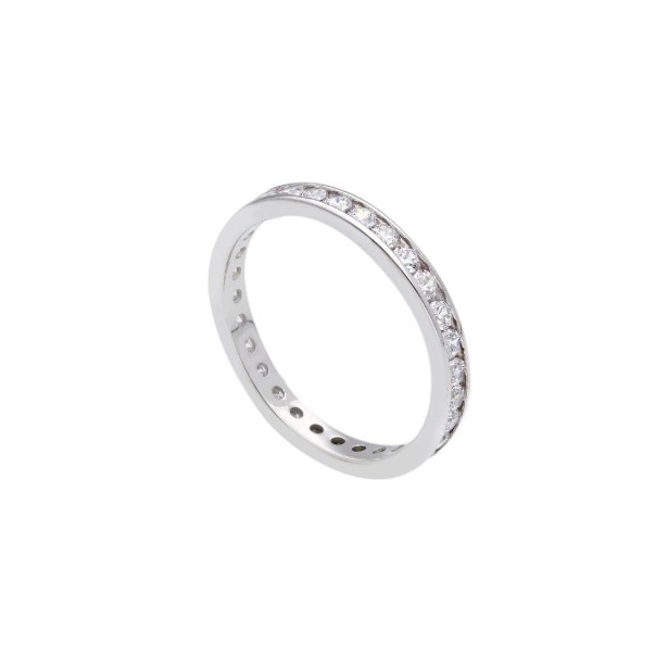 Anello eternity in oro bianco 750/°°° e zirconia cubica