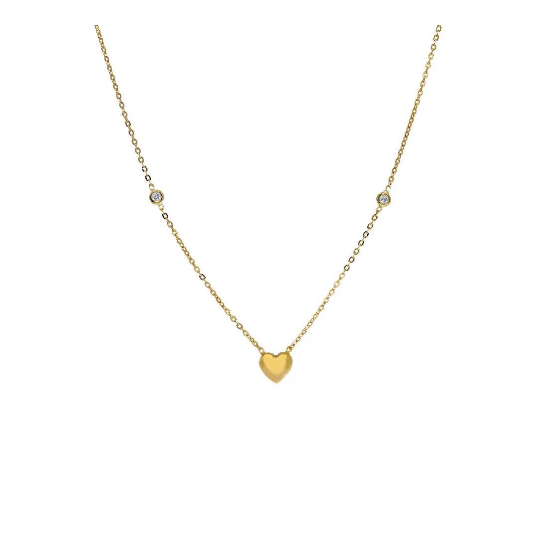 Girocollo in oro giallo 750/ooo e zirconia cubica con cuore