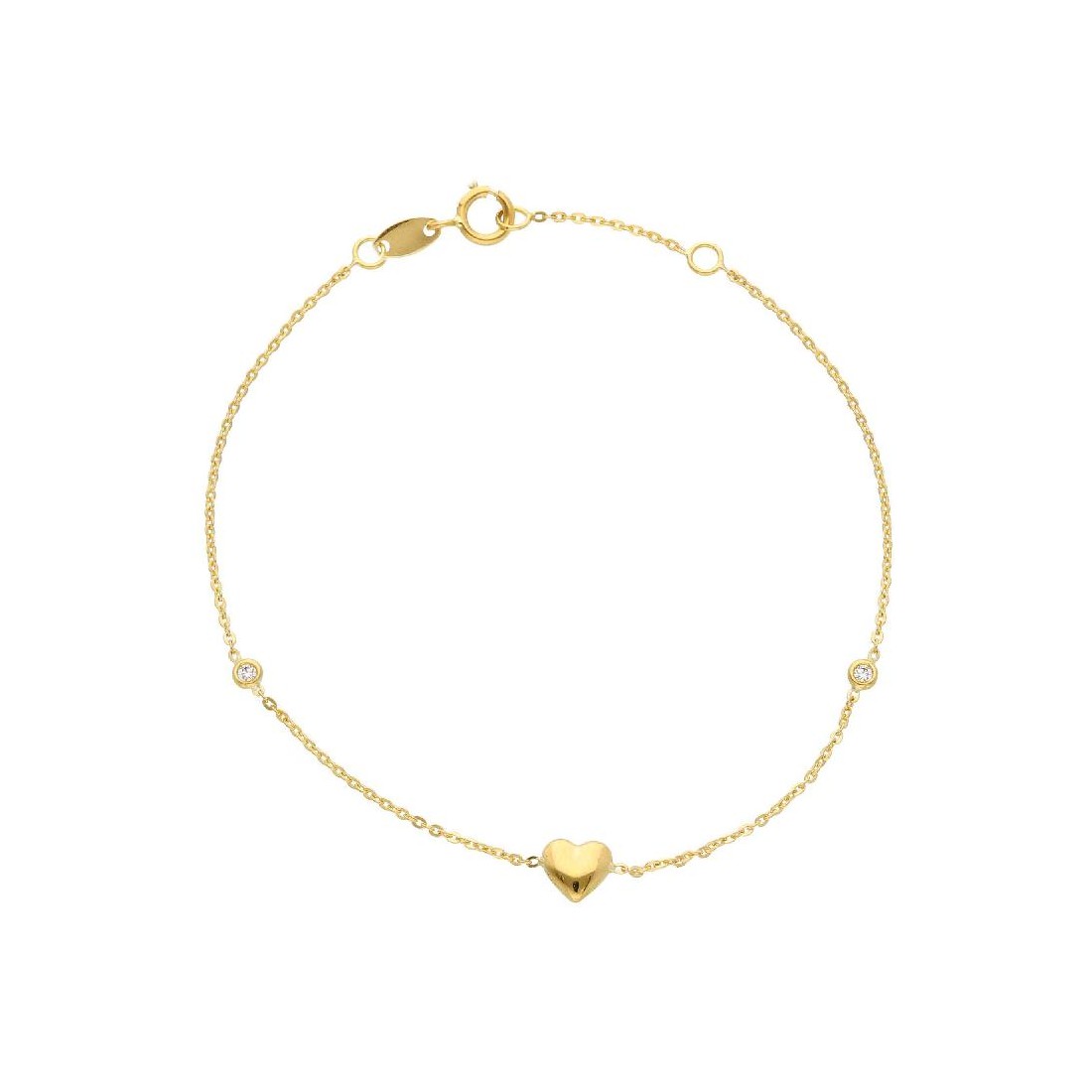 Bracciale in oro giallo 750/ooo e zirconia cubica con cuore