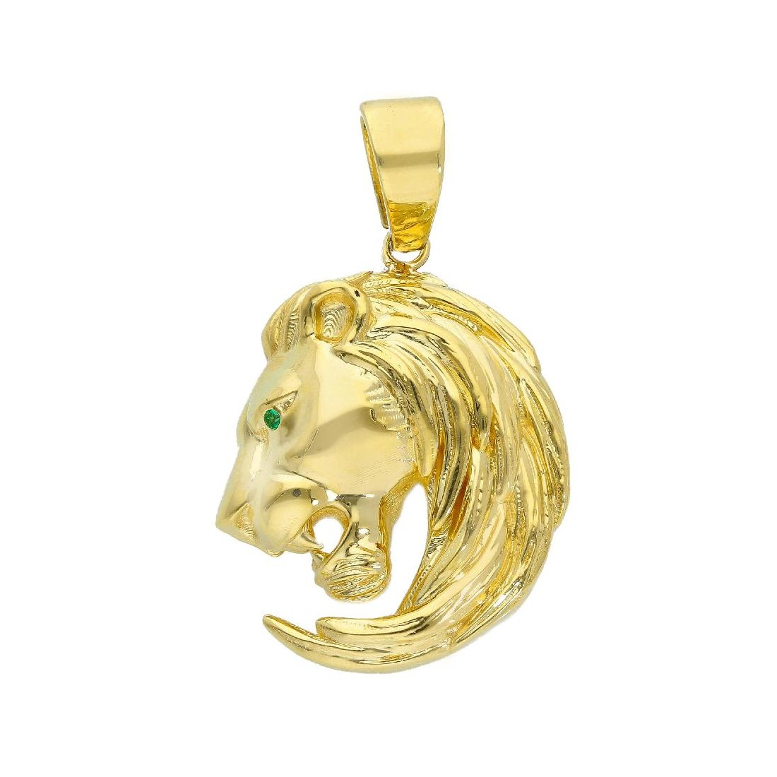 Ciondolo in oro giallo 750/ooo e zirconia cubica con leone