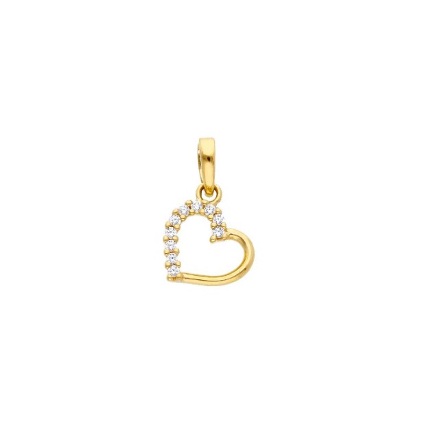 Ciondolo in oro giallo 750/ooo e zirconia cubica con cuore