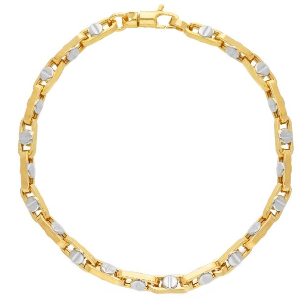 Bracciale catena in oro giallo e bianco 750/°°°