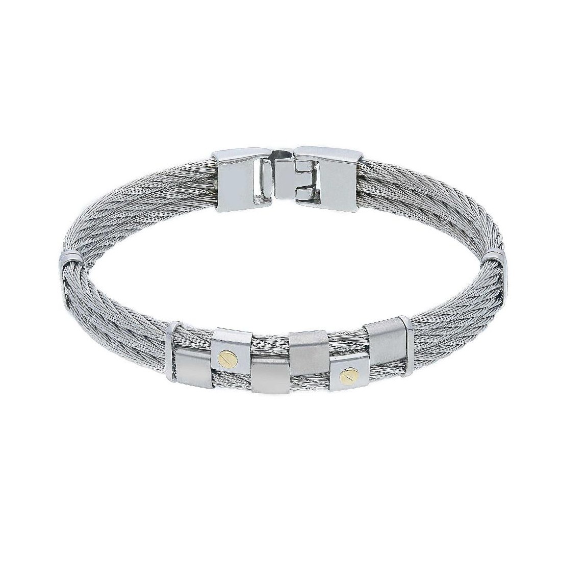 Bracciale in oro giallo 750/ooo e acciaio