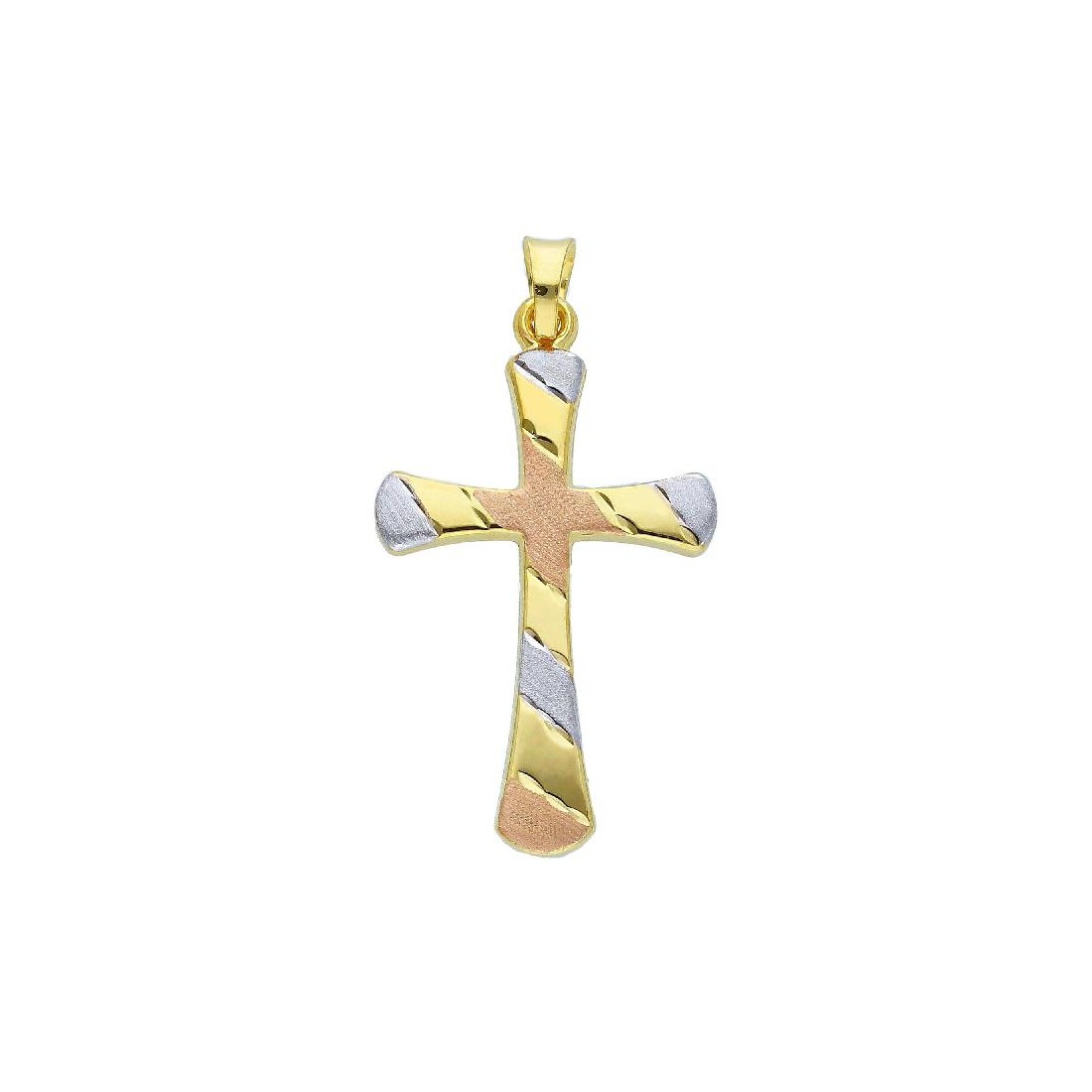 Ciondolo croce in oro tre colori 750/°°°