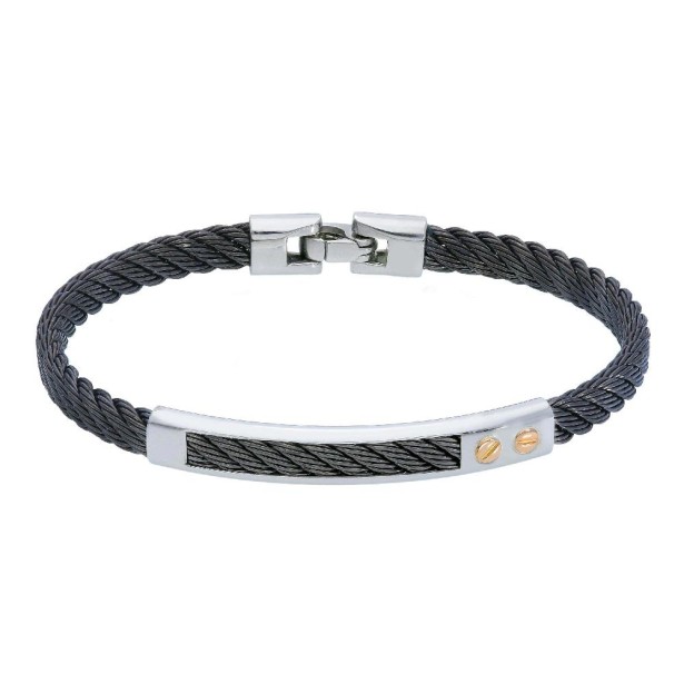 Bracciale in oro giallo 750/ooo e acciaio