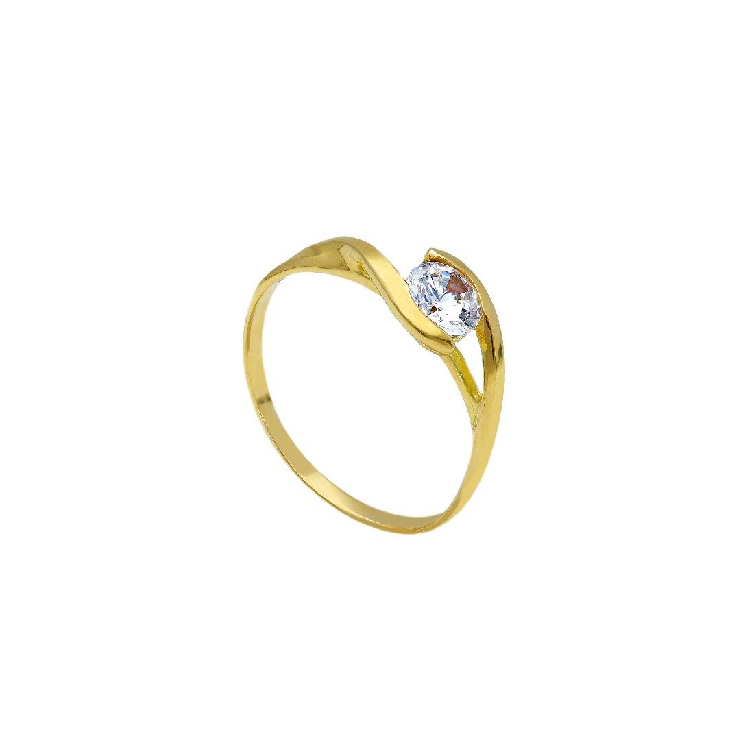 Anello solitario in oro giallo 750/ooo e zirconia cubica