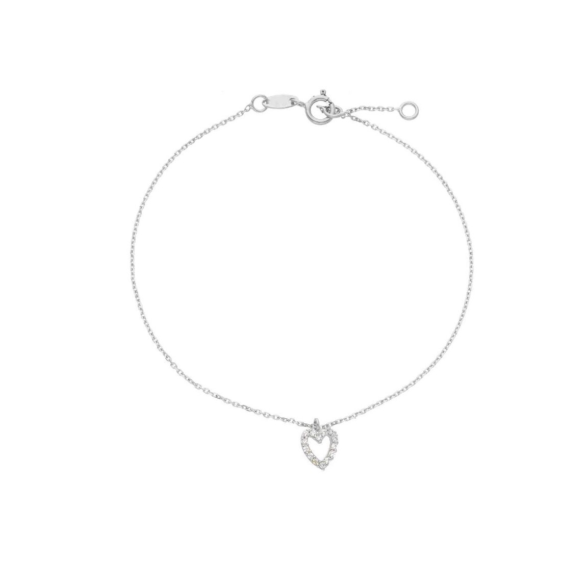 Bracciale in oro bianco 750/ooo e zirconia cubica con cuore