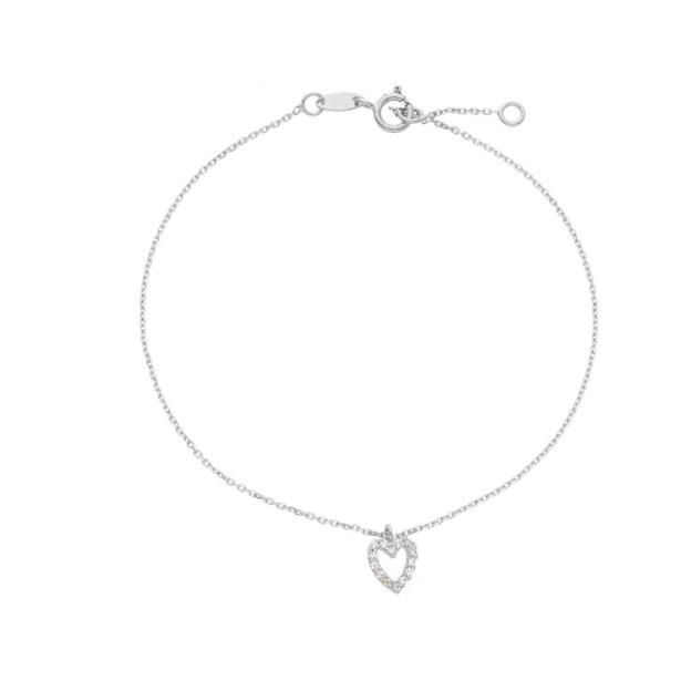 Bracciale in oro bianco 750/ooo e zirconia cubica con cuore