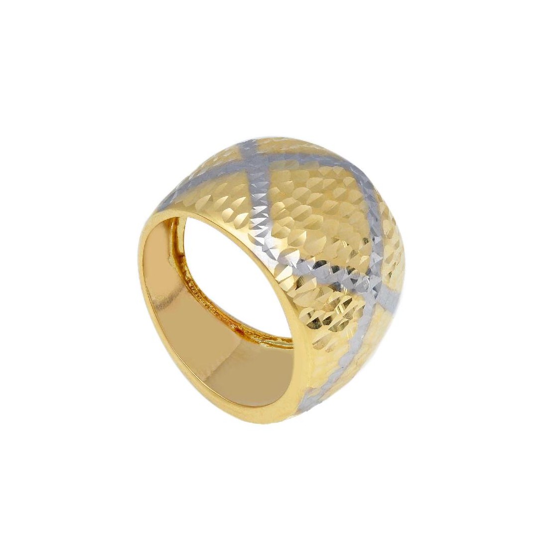 Anello fascia in oro giallo e bianco 750/ooo