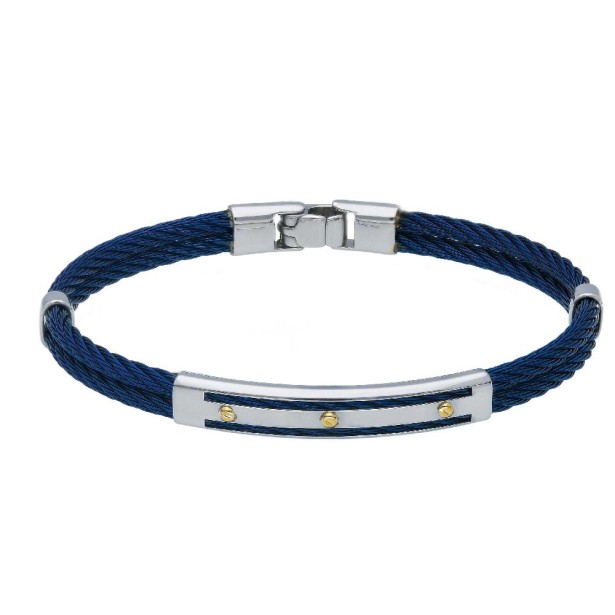 Bracciale in oro giallo 750/ooo e acciaio