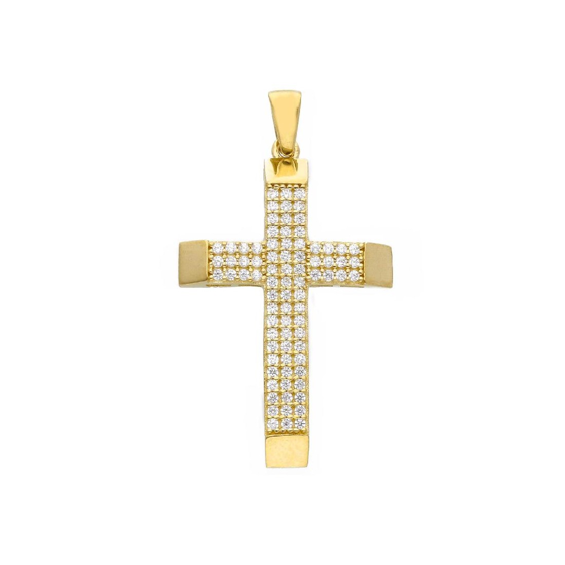 Ciondolo in oro giallo 750/°°° e zirconia cubica a croce