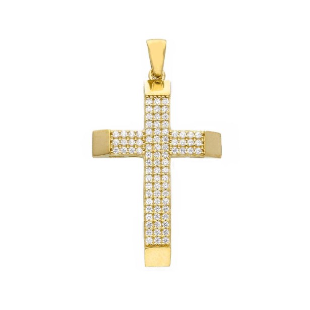 Ciondolo in oro giallo 750/°°° e zirconia cubica a croce