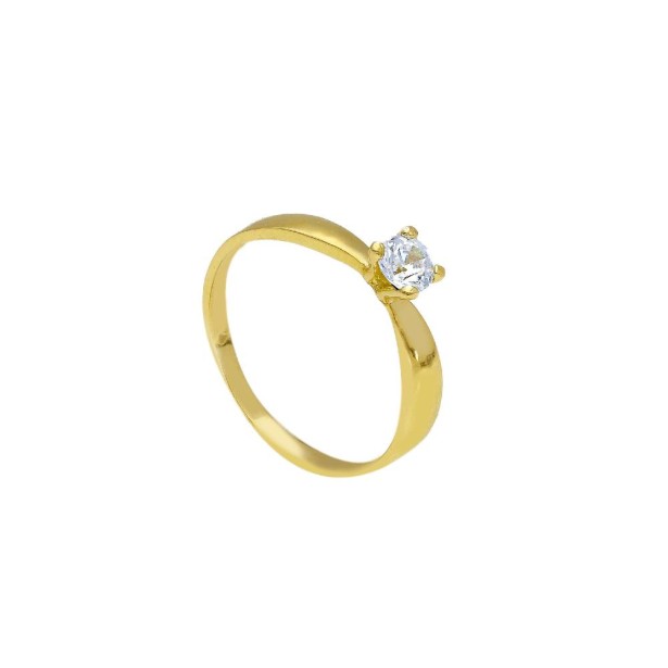Anello solitario in oro giallo 750/ooo e zirconia cubica